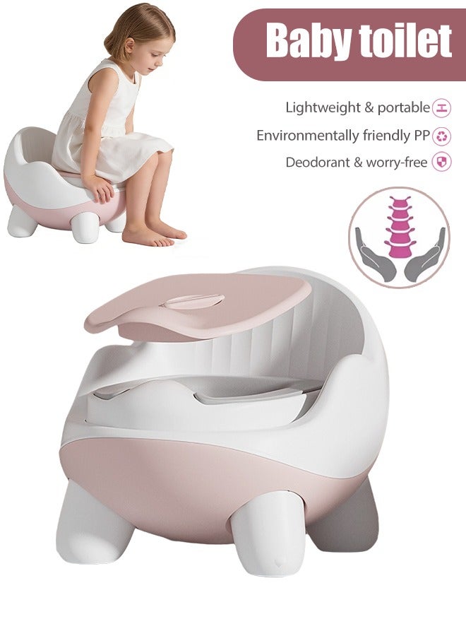 مقعد تدريب على استخدام المرحاض للأطفال الصغار مع وعاء قابل للفصل ومسند ظهر مرتفع، مقعد تدريب محمول للسفر للأطفال الصغار مع واقي من الرذاذ، مانع للانزلاق للأولاد والبنات، للاستخدام الداخلي والخارجي، وردي - Image 1
