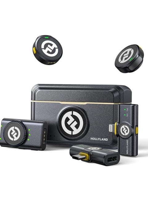 Hollyland LARK M2 Wireless Microphone for iPhone, Android and Camera, 48KHz 24Bit Hi-Fi Audio, 1000ft LOS Range, Noise Cancellation, 40H Duration for Vlogging Lark M2 Black