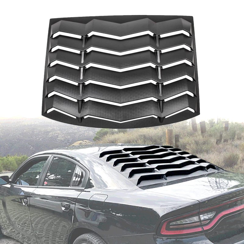 LE-JX Matte Black Rear Window Louver Cover, Lambo Style Custom Fit All Weather ABS Compatible with 2011-2023 Dodge Charger SXT/GT/RT/RT Scat Pack/Scat Pack Widebody/SRT Hellcat Widebody - Image 1