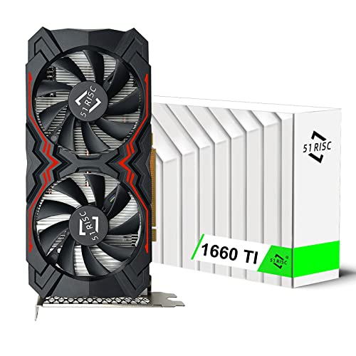 51RISC GeForce GTX 1660 Ti Graphics Card, 6GB GDDR6 192bit Video Card for Gaming GPU PCIe 3.0 x16 DP HDMI DVI 1080P 2K Game PC Card 1660ti 4K 8K Display (GTX 1660 Ti - Red) - Image 1