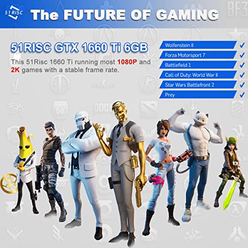 51RISC GeForce GTX 1660 Ti Graphics Card, 6GB GDDR6 192bit Video Card for Gaming GPU PCIe 3.0 x16 DP HDMI DVI 1080P 2K Game PC Card 1660ti 4K 8K Display (GTX 1660 Ti - Red) - Image 4