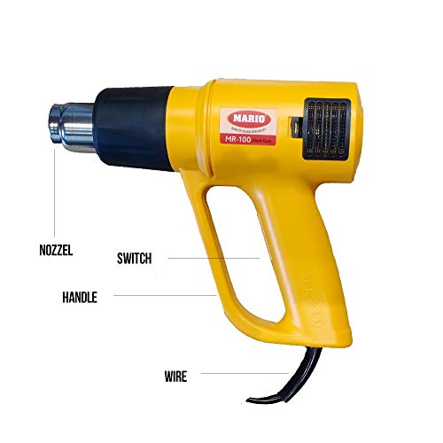 MARIO Heavy Duty - Hot Air Heat Gun - 2 Speed Fan Heat Gun for High Temperature Use - Dual Settings Plastic - 1800 Watts - Yellow Color - Image 3