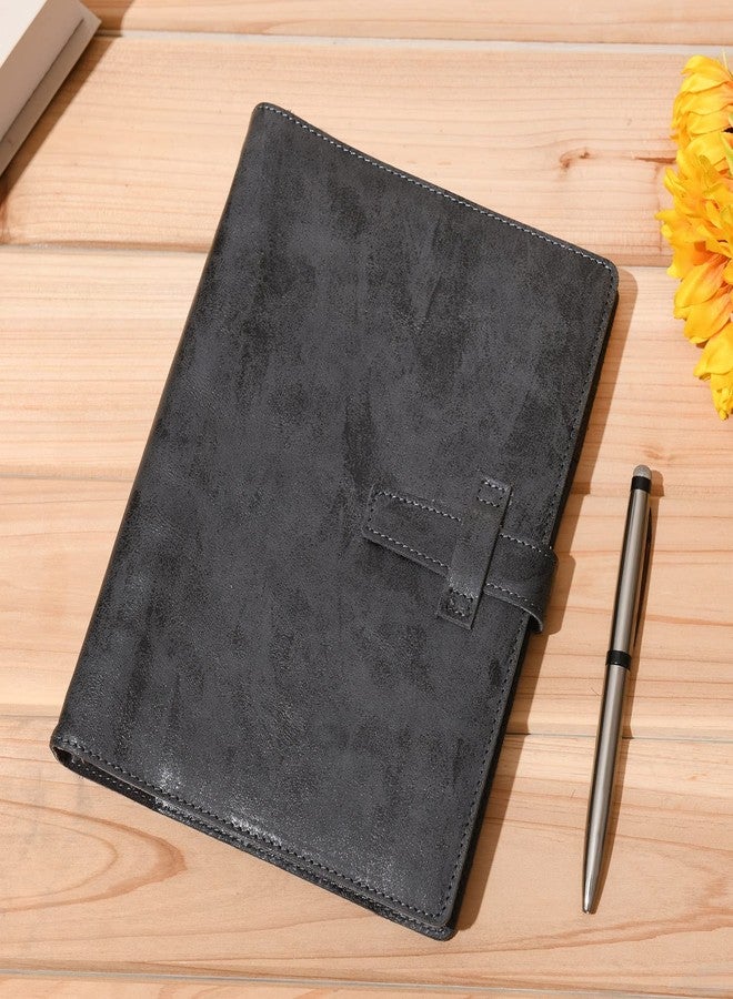 Wonderpool Leather Diary 6 Ring Binder Folder Organiser with Dotted Paper Refillable Writing Notebook & Multi Pockets Cover for Business Study Travel (A5, Black) - Image 2