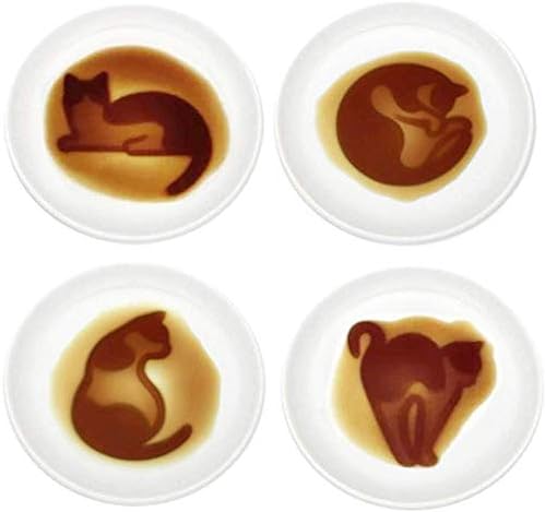 MISS TUTU 4pcs Ceramics Cat Relief Seasoning Dishes Sushi Dipping Bowl Appetizer Dessert Plate - Image 3