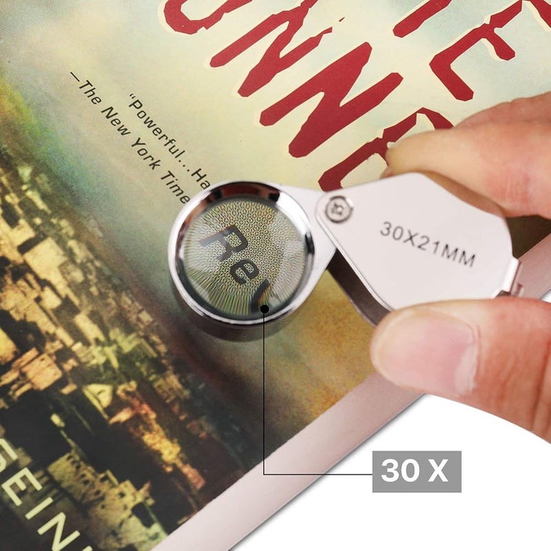 Flexzion Foldable Jewelry Eye Loupe 30 X 21 mm Magnifying Glass Lens, Portable Magnifier for Home Work Shop Classroom Jewelry Coins Stamps Watch Inspecting - Image 4
