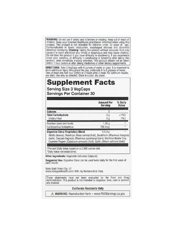 Body Gold بودي جولد، ديجستيف كلينز، 90 كبسولة نباتية - Image 2