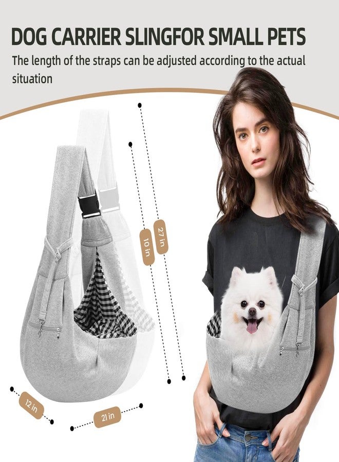 Riuja Adjustable Dog Carrier Sling - Hand-Free Dog Carriers for Small Dogs and Cats, Puppy Sling Carrier with Zipper Purse Pocket, Travel Safety Harness, Puppy Essentials (Gray) - Image 3