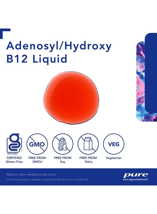 سائل أدينوسيل/هيدروكسي بي12 من بيور إنكابسوليشنز، 30 مل - يدعم استقلاب الطاقة والصحة العصبية* - لدعم الدماغ* - خالٍ من الغلوتين - نباتي - 1 أونصة سائلة - Image 3