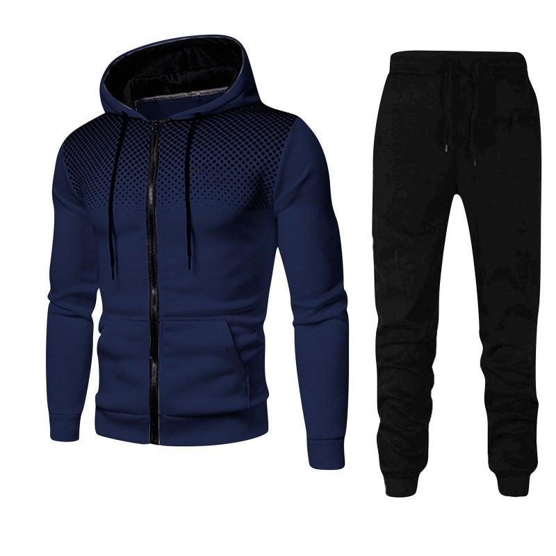 2024 autumn and winter AliExpress new cross-border mens casual cardigan hooded vests 3D printing mens wholesale suit Navy blue