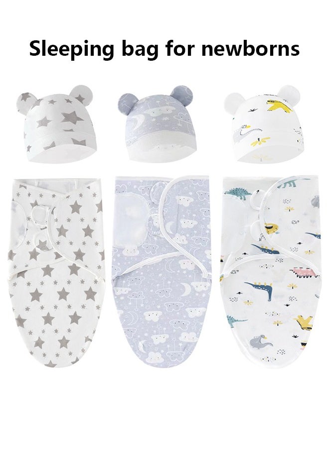 3PCS baby swaddle sleeping bag with hood soft and skin-friendly easily improve baby's sleep suitable for all seasons