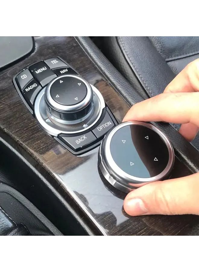 غطاء أسود بإضاءة خلفية لمقبض iDrive لسيارات بي إم دبليو من الفئة 1 و3 و5، تصميم مريح مقاوم للخدش، تركيبه بالضغط - Image 1