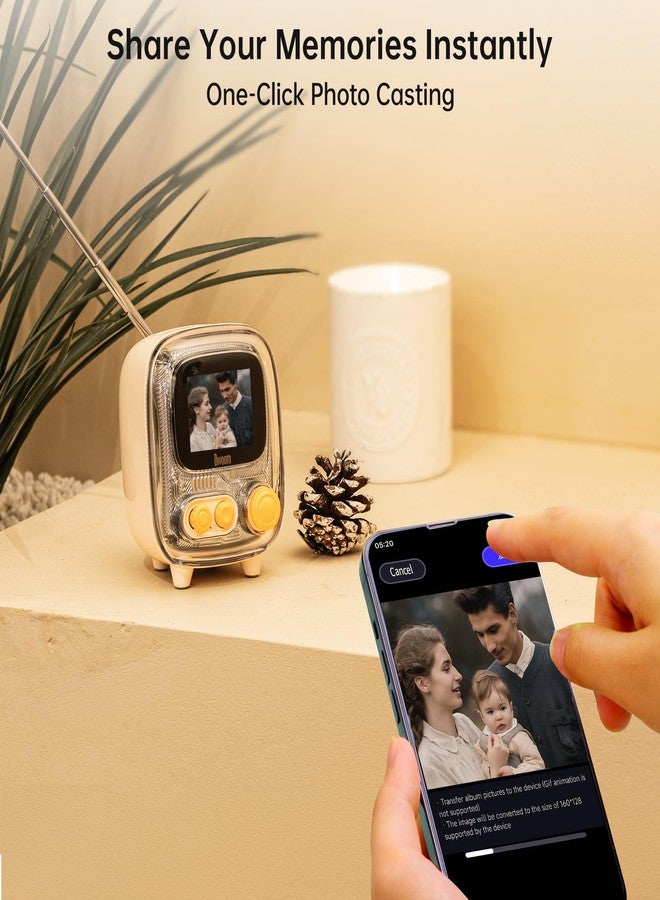 ديفوم مكبر صوت Divoom Tiivoo-2 Retro Pixel بتقنية البلوتوث مع منفذ USB-C/TF، وشاشة عرض مخصصة لفن البكسل، وساعة منبه، ووضع السكون بضوضاء بيضاء، ومناسب للمكتب المنزلي، وهدايا للنساء والرجال، لون كريمي - Image 5