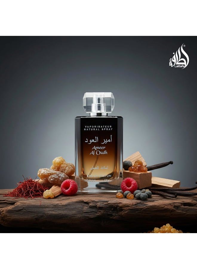 Lattafa أمير العود من لطافة للعطور (خشبي، عود حلو، بخور) عطر شرقي - Image 5