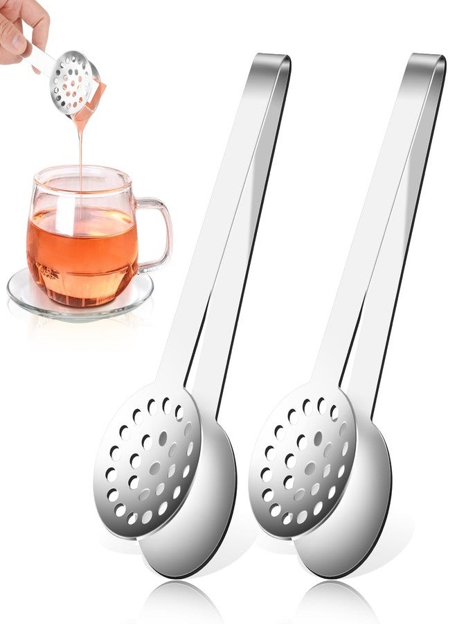 Tweruna 2 Pcs Tea Tongs, Tea Bag Squeezer, Teabag Filter, Dispenser Accessories for Teas Drinkers, Stainless Steel Round Strainer Gripper Picker - Image 1