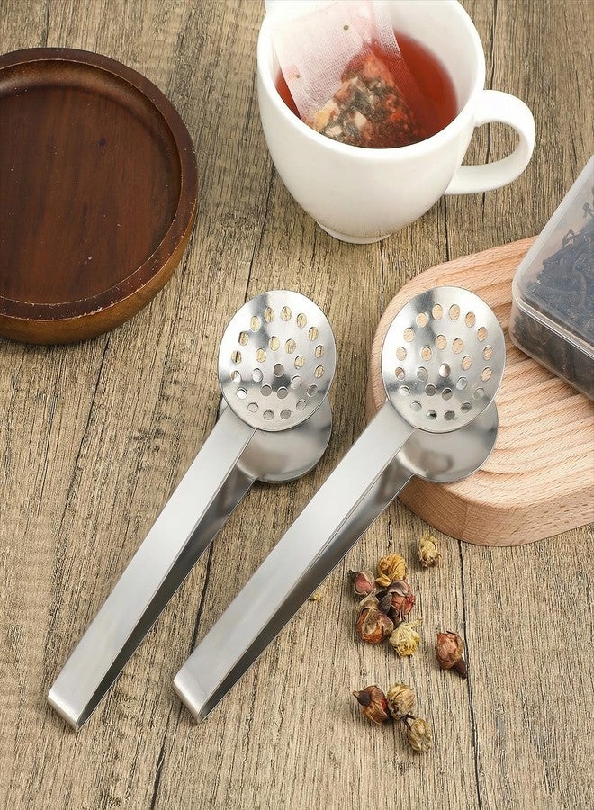 Tweruna 2 Pcs Tea Tongs, Tea Bag Squeezer, Teabag Filter, Dispenser Accessories for Teas Drinkers, Stainless Steel Round Strainer Gripper Picker - Image 3
