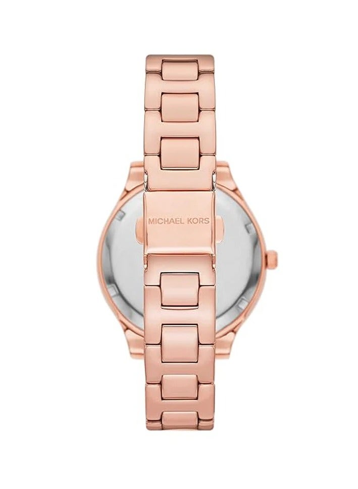 ام كي ساعة Lilane Quartz بقرص من الذهب الوردي وحزام من الفولاذ المطلي بالذهب الوردي للنساء - MK1068 - Image 4