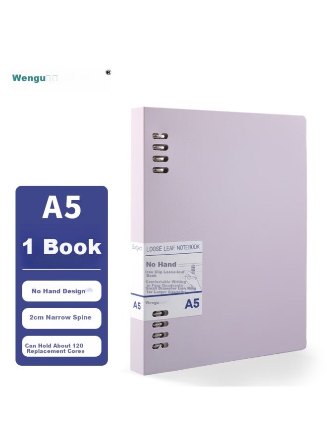 Wengu (Wengu) A5/60 Sheets Removable Iron Clip Loose-Leaf Notebook 20 Holes High-Value Small Fairy Simple Horizontal Line Notebook Large Capacity Student Postgraduate Entrance Examination Notebook Bi0 - Image 2