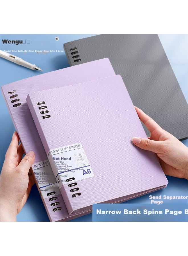 Wengu (Wengu) A5/60 Sheets Removable Iron Clip Loose-Leaf Notebook 20 Holes High-Value Small Fairy Simple Horizontal Line Notebook Large Capacity Student Postgraduate Entrance Examination Notebook Bi0 - Image 4