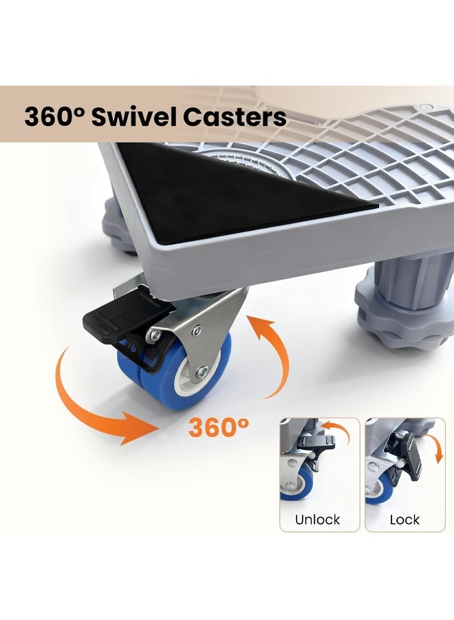 إتش كيو جيمنغ حامل ثلاجة عالمي بقاعدة قابلة للتعديل، مزود بـ 8 أرجل متينة و4 عجلات قابلة للقفل، مناسب أيضًا لحامل الغسالة، وقاعدة الثلاجة، وعربة نقل الأجهزة المنزلية المربعة القابلة للتعديل. - Image 5