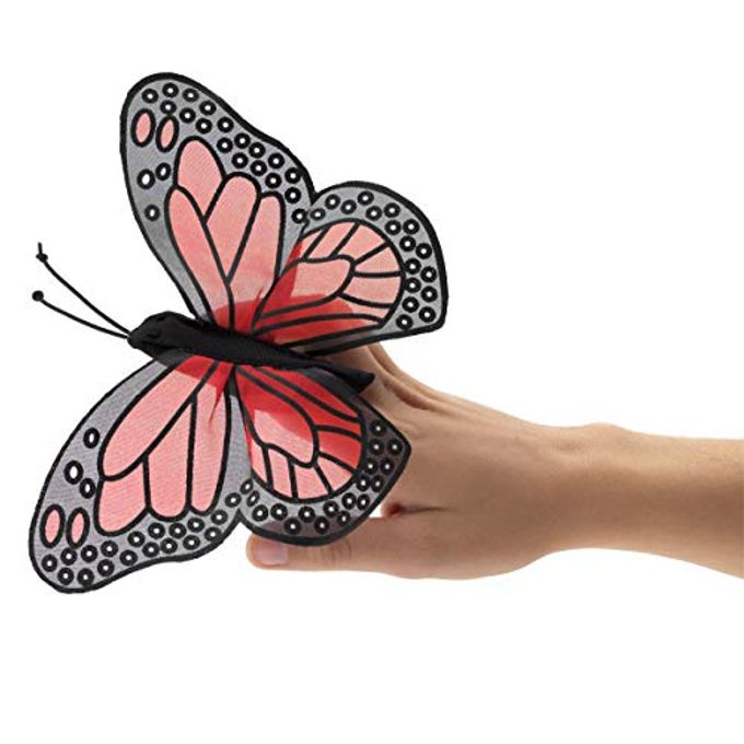 Folkmanis Mini Monarch Butterfly Finger Puppet, Orange, Black - Image 1