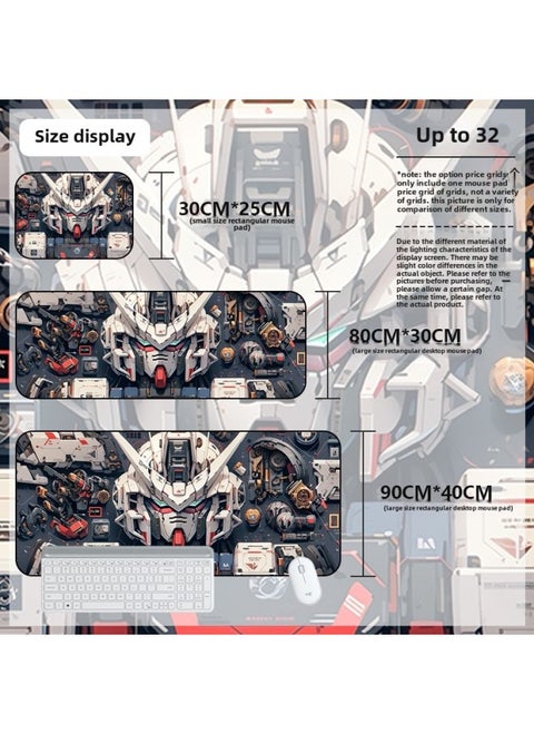 Mouse Pad Oversized Gundam Computer Keyboard Pad Cartoon Game Mouse Pad Boys E-sports Computer Thickened Desk Pad-Color:900*400*3mm-Pattern:Up To 32