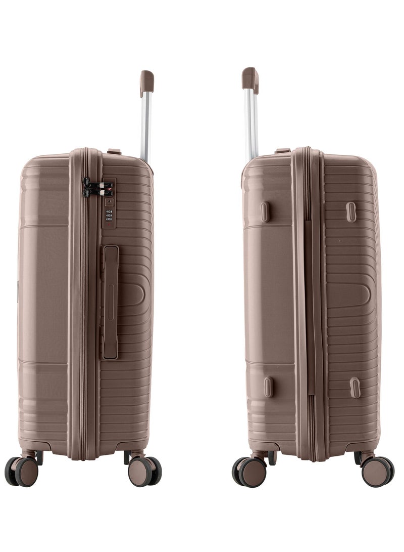 SENATOR Unisex PP Fashion Trolley Luggage Set Lightweight Hard-Shell Spinner luggage with 4 Double Spinner Wheel and 3-Digit Combination Lock KH1010 Khaki  - Image 3