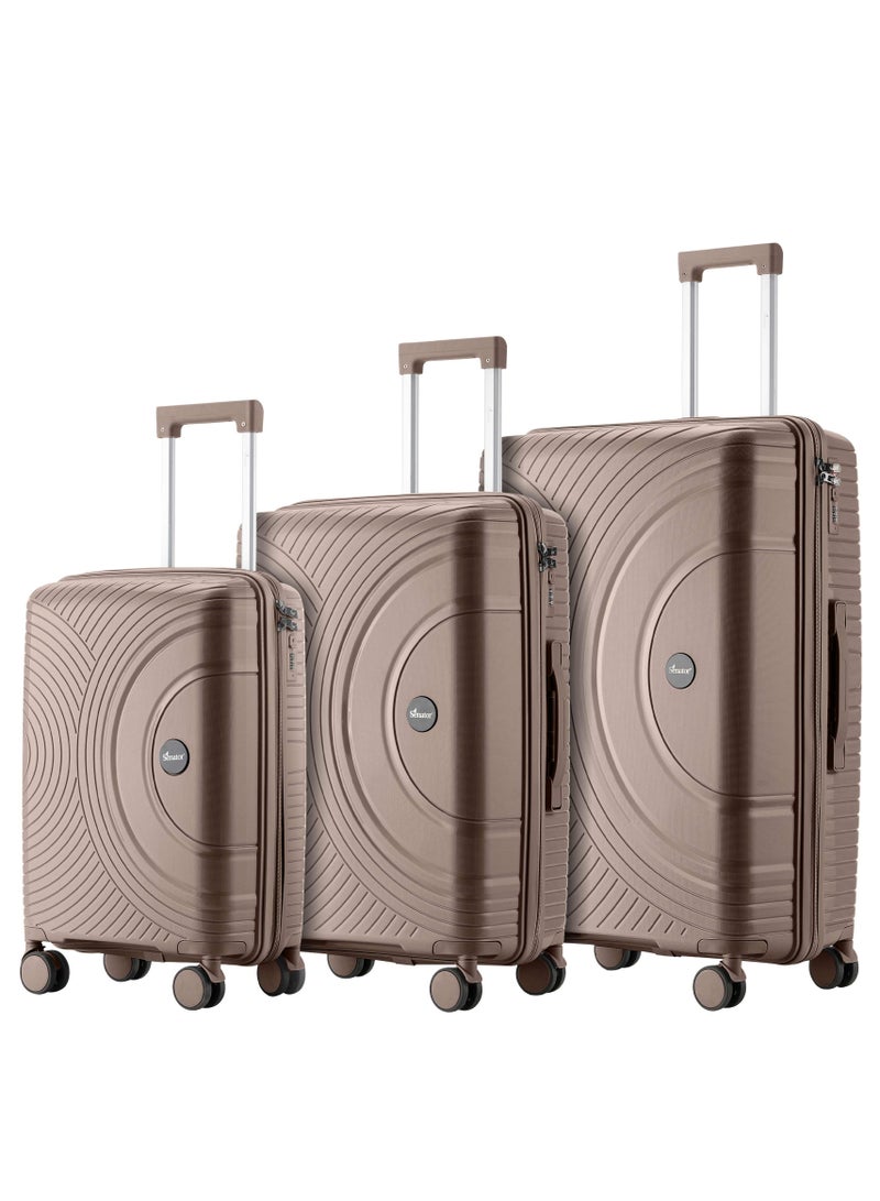 SENATOR Unisex PP Fashion Trolley Luggage Set Lightweight Hard-Shell Spinner luggage with 4 Double Spinner Wheel and 3-Digit Combination Lock KH1010 Khaki  - Image 1