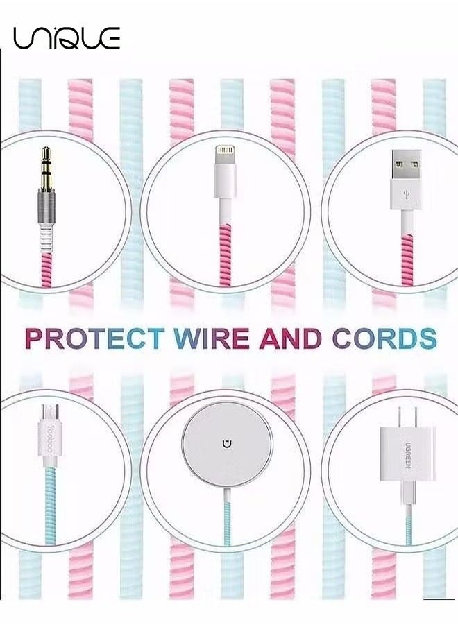 Unique 2Pcs 1.6m Spiral Cable Protector, Chargers Cable Protector Data Cable Protective Sleeve, Headphone Saver, Charger Protective Cover for Phone USB Prevent Pets from Biting The Cable (Black)  - Image 4