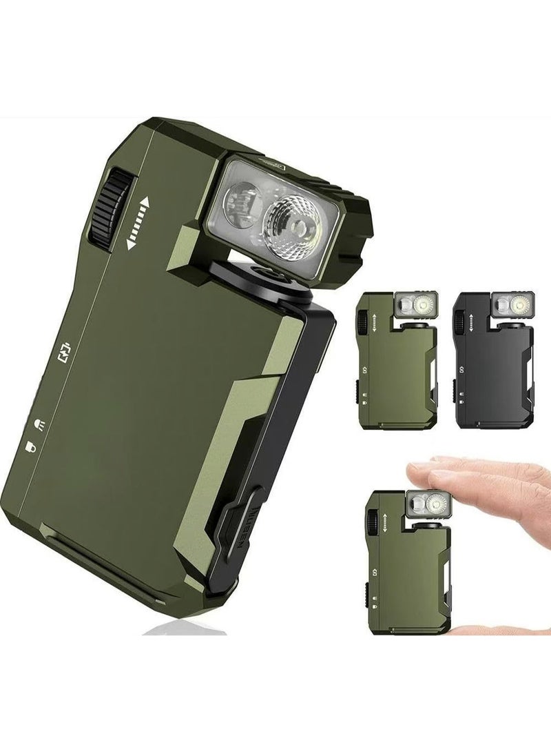 G5 Rechargeable EDC Flashlight, Powerful RGB Flashights, 400 Lumens Portable Flat Mini Flashlights, IP68 Waterproof Multi-Mode Magnetic Small Keychain Flashlight for Camping, Emergency (Green) - Image 1