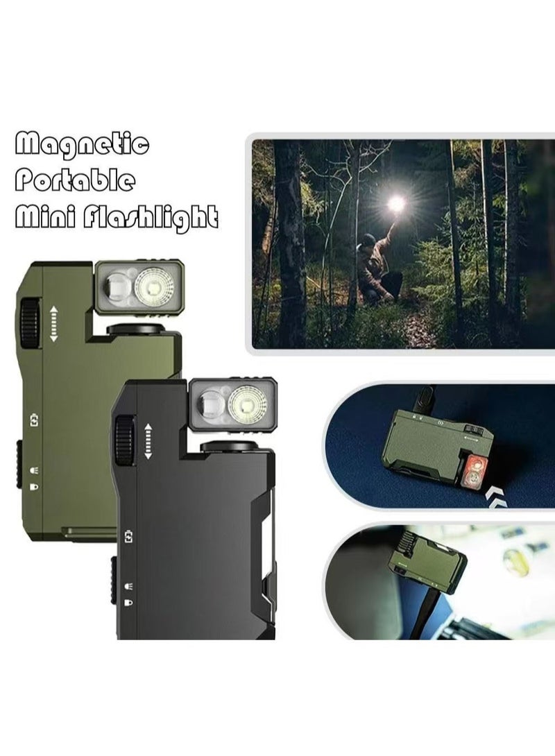 G5 Rechargeable EDC Flashlight, Powerful RGB Flashights, 400 Lumens Portable Flat Mini Flashlights, IP68 Waterproof Multi-Mode Magnetic Small Keychain Flashlight for Camping, Emergency (Green) - Image 2