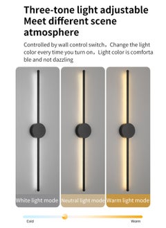 LOOPITYS Modern Interior Wall Light 10W LED Wall Light, Gold Wall Light for Bedroom Living Room Corridor (Color : Three color temperatures, Size : 60 CM)  - Image 2