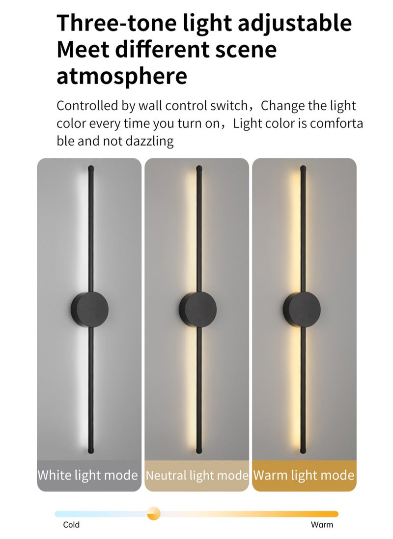 LOOPITYS Modern Interior Wall Light 10W LED Wall Light, Gold Wall Light for Bedroom Living Room Corridor (Color : Three color temperatures, Size : 60 CM)  - Image 2