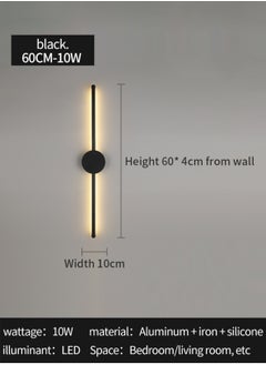 LOOPITYS Modern Interior Wall Light 10W LED Wall Light, Gold Wall Light for Bedroom Living Room Corridor (Color : Three color temperatures, Size : 60 CM)  - Image 5