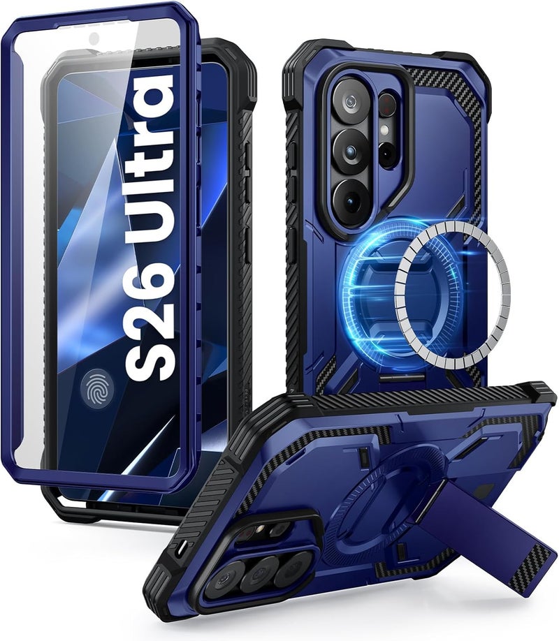 I-blason for Samsung Galaxy S26 Ultra Case MagSafe with Adjustable Metal Kickstand, Built-in Screen Protector, Full-Body Heavy-Duty Phone Case for Samsung S26 Ultra 6.9 inch, Armorbox Series, Blue - Image 1