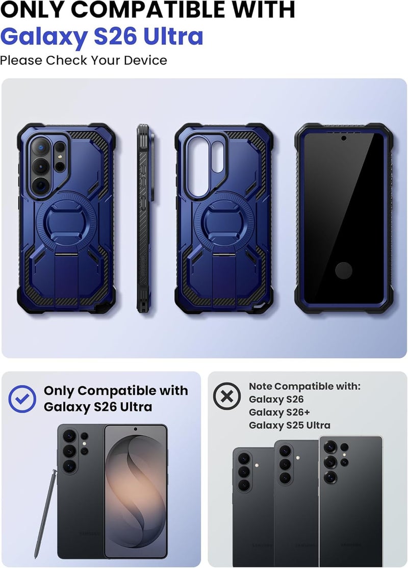 I-blason for Samsung Galaxy S26 Ultra Case MagSafe with Adjustable Metal Kickstand, Built-in Screen Protector, Full-Body Heavy-Duty Phone Case for Samsung S26 Ultra 6.9 inch, Armorbox Series, Blue - Image 2