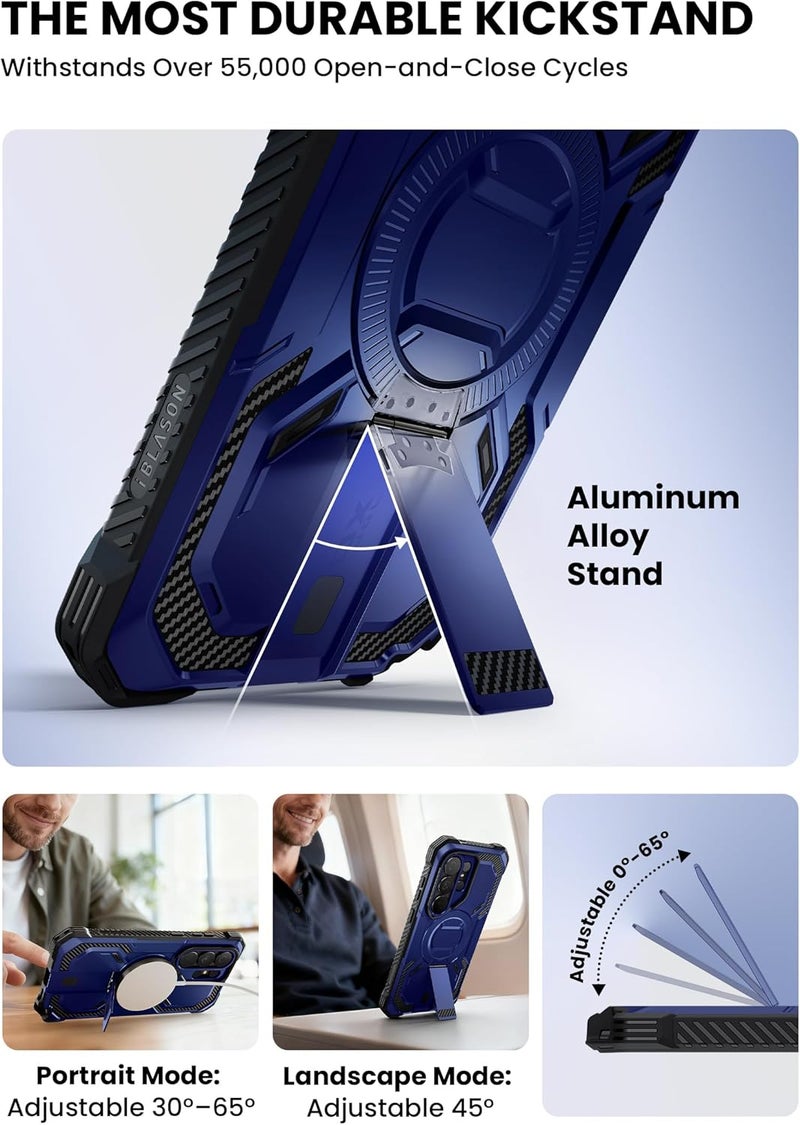I-blason for Samsung Galaxy S26 Ultra Case MagSafe with Adjustable Metal Kickstand, Built-in Screen Protector, Full-Body Heavy-Duty Phone Case for Samsung S26 Ultra 6.9 inch, Armorbox Series, Blue - Image 3