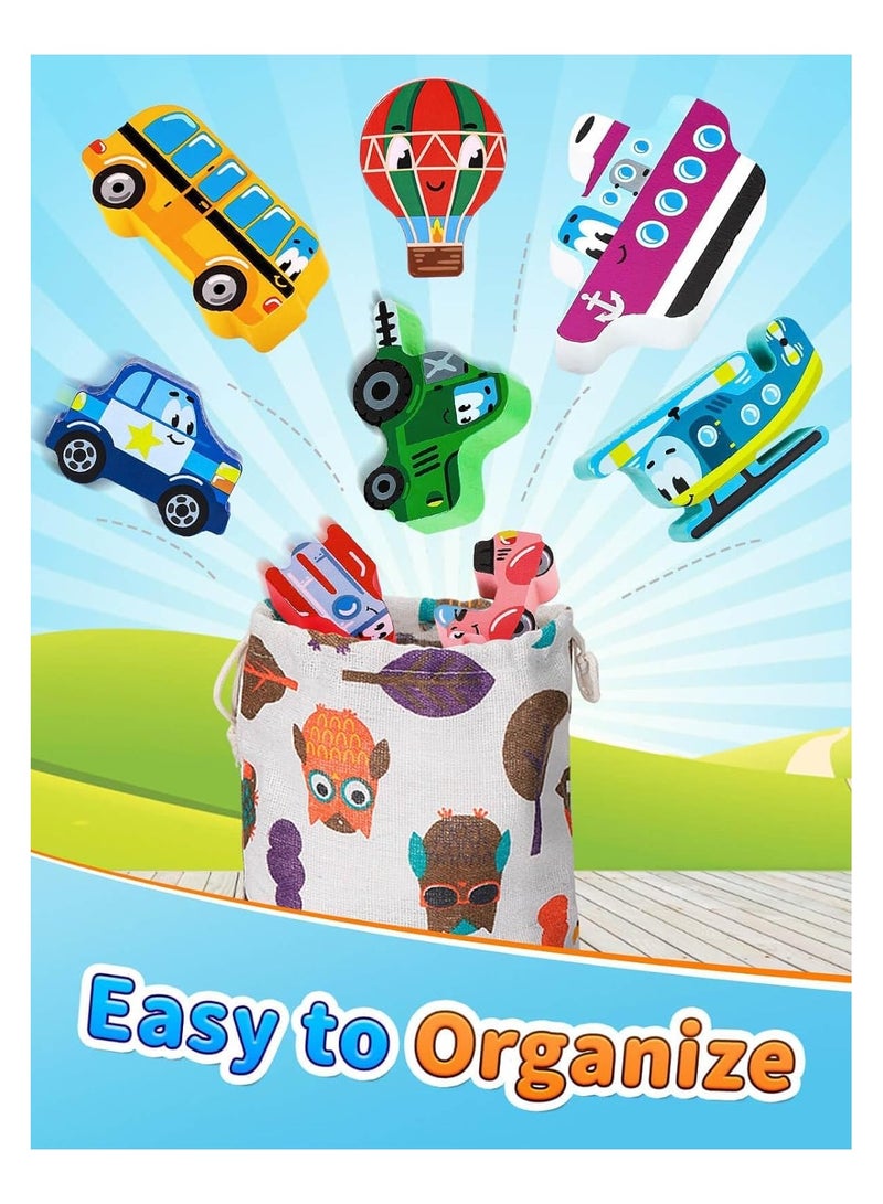 Montessori Stading Cars Toys Wooden Toys - ألعاب الأطفال الحسية للفتيات والفتيان البالغ من العمر عام واحد - لبنات بناء للأطفال الصغار - هدايا عيد ميلاد فريدة من نوعها للأطفال من سن 1-2 سنوات