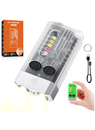 Mini LED Keychain Flashlight, Rechargeable Pocket Torch with 14 Modes 1000LM Small Powerful Torch IPX4 Transparent EDC Flashlight with UV Light & Magnetic Tail for Camping Hiking Emergency - pzsku/ZBBEB778E019C58AEFB98Z/45/_/1722361204/0a6c4dcc-885c-406d-a767-bd8f407c2fb0