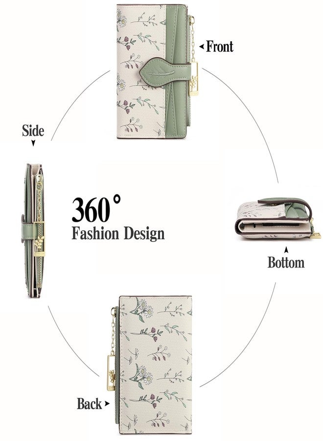 GAEKEAO Small Wallets for Women RFID Blocking Bifold Floral Vegan Leather Wallet Card Holder with Zipper Pocket ID Window - Image 4