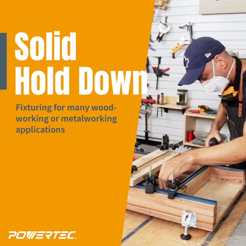 POWERTEC 71168 T-Track Hold Down Clamp for Woodworking, 5-1/2” L x 1-1/8” W, 2 Pack, Blue Black - Image 4