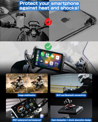 CHIGEE AIO-5 Lite Motorcycle Carplay Android Auto GPS Navigation System, BSD, STARVIS HDR 5" LCD, 60FPS,5G Wi-Fi BT, IP67 Waterproof, 24H Parking Mode, Dedicated App - Image 4