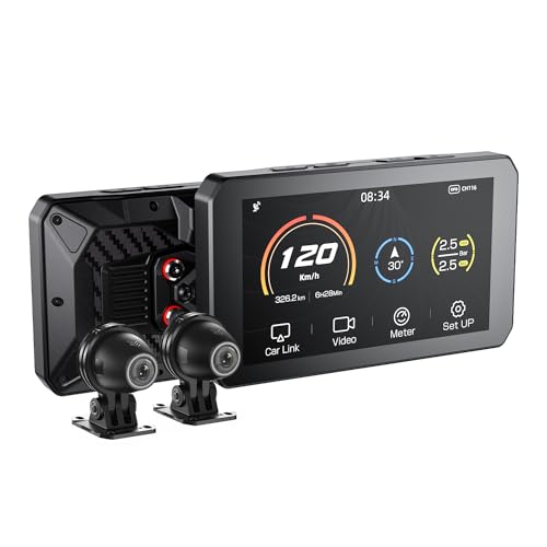 CHIGEE AIO-5 Lite Motorcycle Carplay Android Auto GPS Navigation System, BSD, STARVIS HDR 5" LCD, 60FPS,5G Wi-Fi BT, IP67 Waterproof, 24H Parking Mode, Dedicated App - Image 1