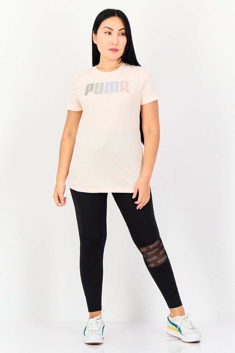 PUMA Women Regular Fit Brand Logo Outdoor T-Shirt, Peach - Image 2