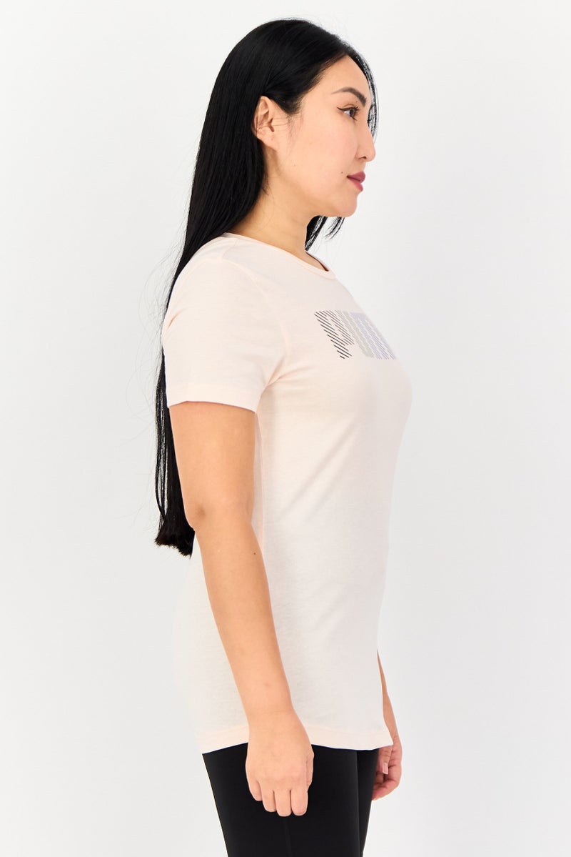 PUMA Women Regular Fit Brand Logo Outdoor T-Shirt, Peach - Image 3