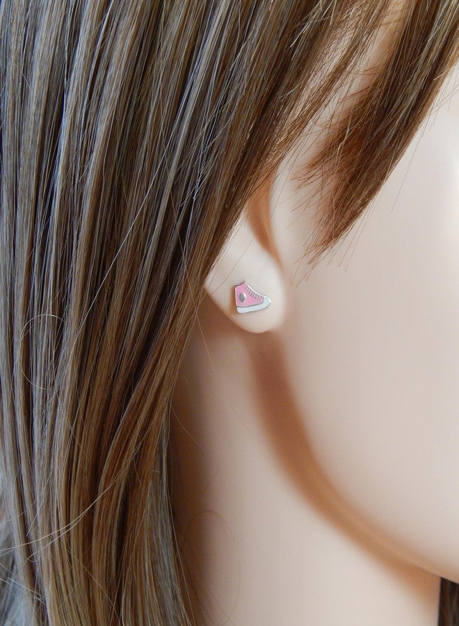 آيسروز أقراط مرصعة بالفضة الإسترليني عيار 925 من آيسيروز، لون وردي، بتصميم حذاء رياضي، رقم الموديل 1676 - Image 3