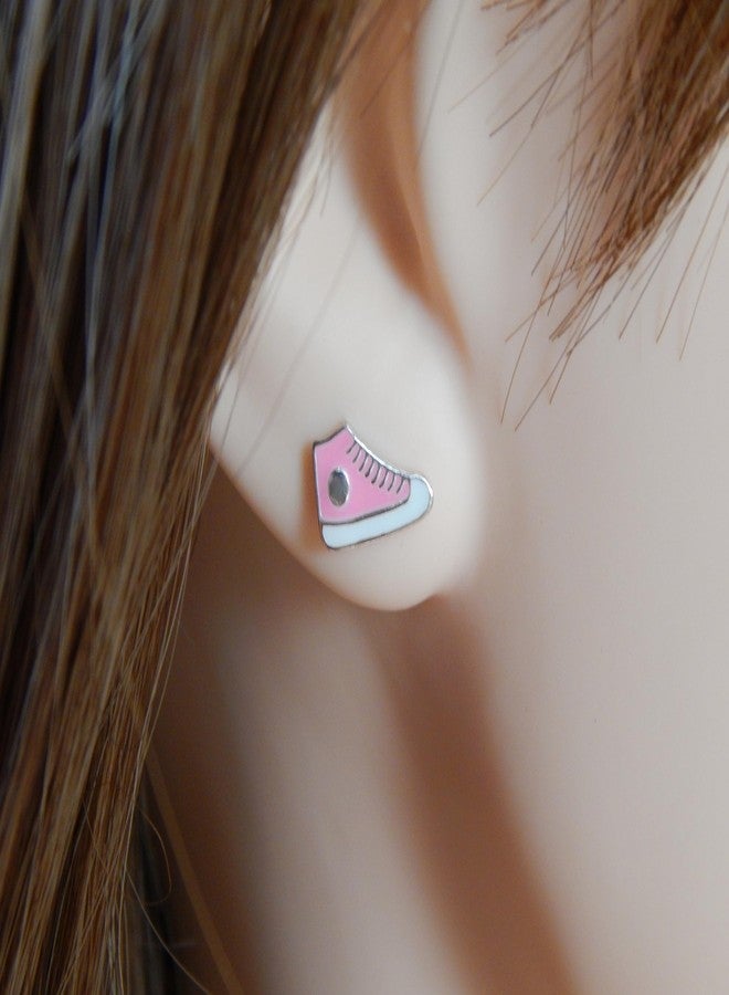 آيسروز أقراط مرصعة بالفضة الإسترليني عيار 925 من آيسيروز، لون وردي، بتصميم حذاء رياضي، رقم الموديل 1676 - Image 4