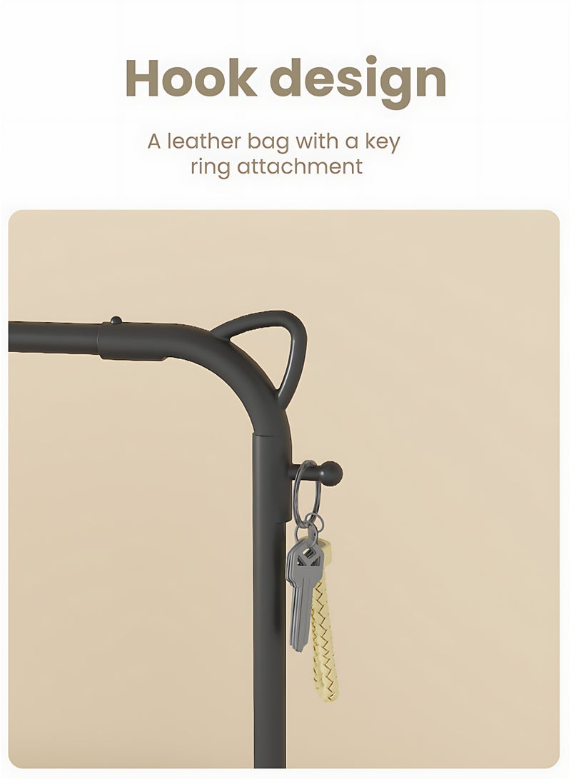 حامل ملابس سداسي دوار بعجلات، شماعة ملابس معدنية عمودية، حامل ملابس متين ومتعدد الوظائف. - Image 5