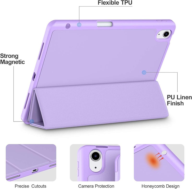 Akkerds Compatible with iPad Air 11 Inch Case 7th/6th Generation (M3/M2) 2025/2024, for iPad Air 5th/4th Generation Case 10.9 Inch 2022/2020 with Pencil Holder[Auto Sleep/Wake], Lavender - Image 3