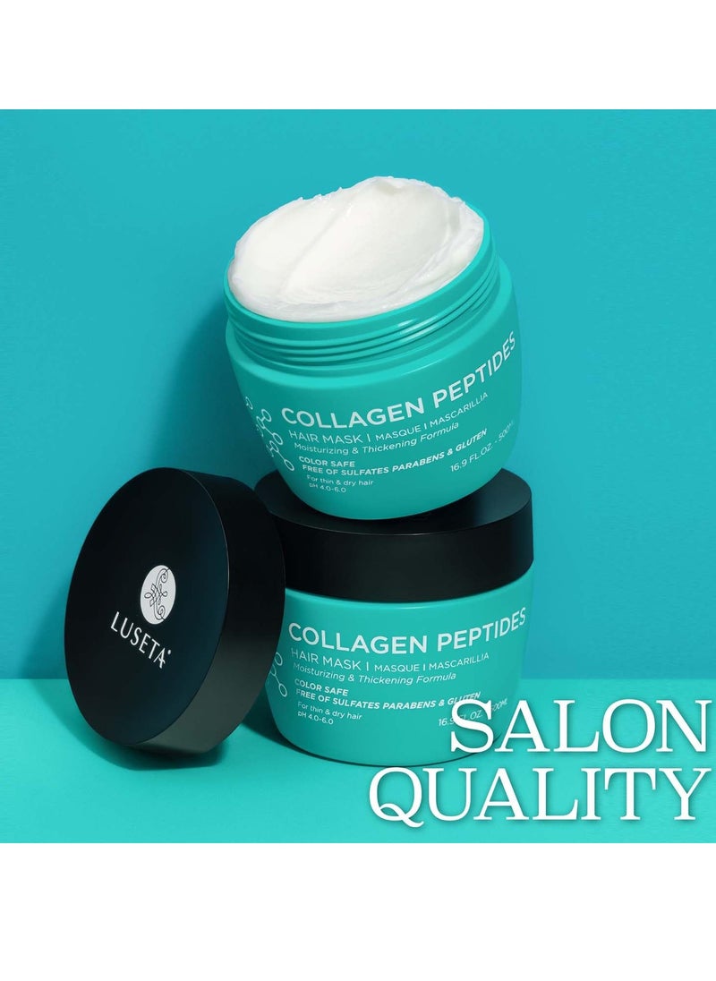 Luseta Luseta Thickening Hair Mask with Collagen Peptides Strenghten and Moisturize for Thin & Dry Hair, Promote Thickness and Reduce Breakage for Fuller-Looking Hair 16.9oz  - Image 3