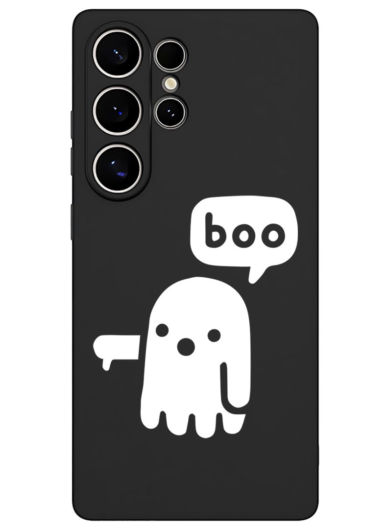 Theodor Protective Slim Fit Case Liquid Silicone Cover with Full Body Protection Anti-Scratch Shockproof Case For Samsung Galaxy S25 Ultra (Black) - Boo - White - Image 1